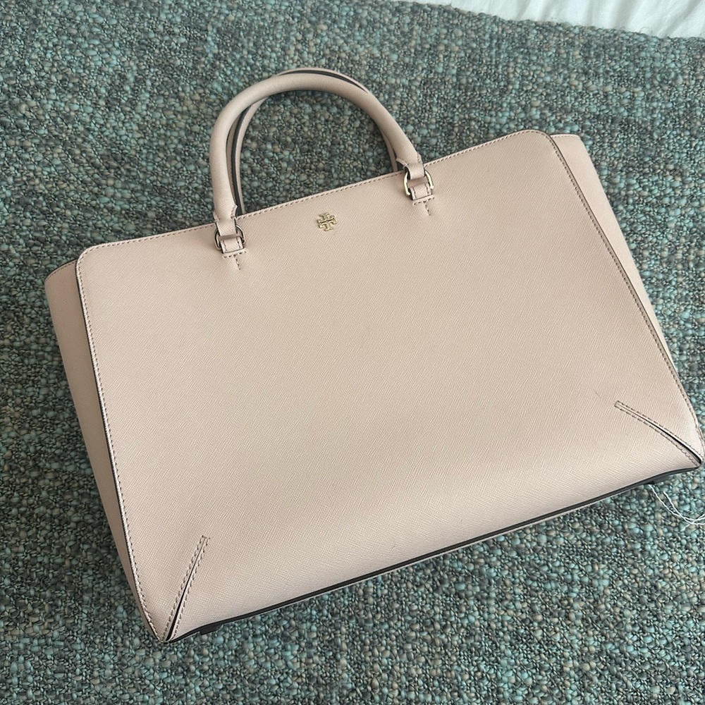 Tory Burch Beige Leather Tote Bag